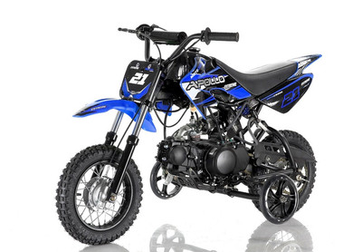 Apollo DB-21 70cc Semi Automatic DIRT BIKE, 4 Stroke Air Cooled w/ Training wheels - Fully Assembled and Tested Blue