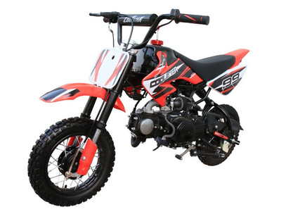 Coolster High End Dirt Bike Pit Bike QG-210 70CC, Air-Cooled Single-Cylinder Four-Stroke -Front Left View