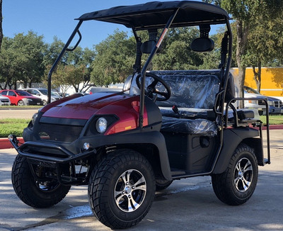 Red - Fully Loaded Cazador OUTFITTER 200 Golf Cart 4 Seater UTV - Red Front View