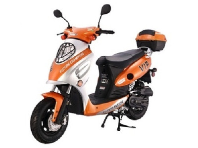 Taotao VIP-50 Gas Automatic Scooter Moped Electric With Keys, Kick Start Back Up Scooter - Fully Assembled And Tested - Orange