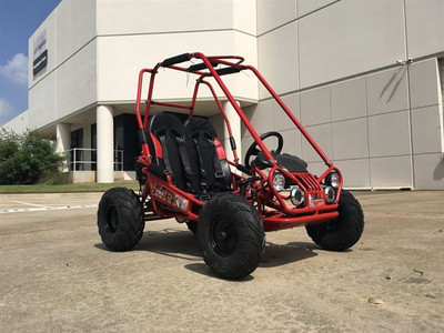 TrailMaster Mini XRX+ (Plus) Upgraded Go Kart with Bigger Tires, Frame, Wider Seat - SIDE VIEW RED