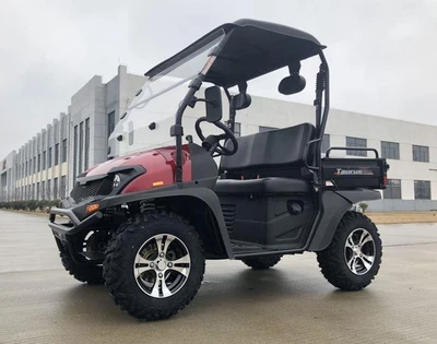 Red - Trailmaster Taurus 200U (Side By Side) 4-Stroke, Single Cylinder, Air And Oil Cooled - Red-Side-View