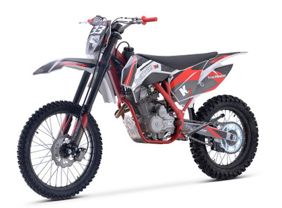 TrailMaster Dirt Bike TM33 Full Size Offroad 250 Electric and Kick Start, 5 Gear Manual Clutch - RED