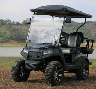 New Vitacci V2+2 Electric Golf Cart Utv, 4kw 48V AC Motor - Black side view