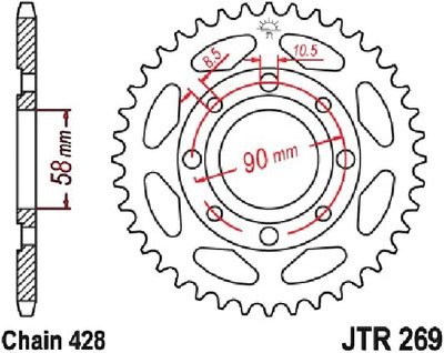 JT Sprockets JTR269.45 45T Steel Rear Sprocket hawk 250