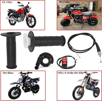22mm Twist Throttle Accelerator Handle Grips, 50 90 110 125cc Pit Bike Dirtbike (Cable + Throttle Clamp + flameout Switch) by CALU LUKY