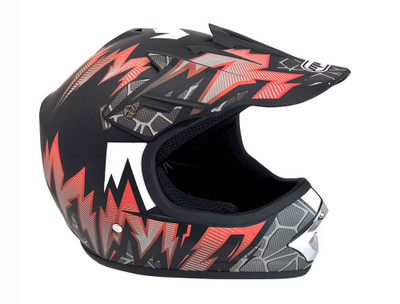 Off Road MMG Youth Motocross Helmet - Matte Black/Red (DOT Approved)