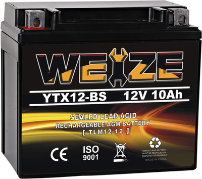 YTX12-BS Motorcycle Battery High Performance - Maintenance Free - Sealed YTX12 BS AGM Rechargeable ATV Batteries compatible with Honda Kawasaki Suzuki