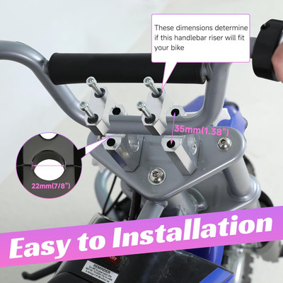Mini Bike Handlebar Risers 7/8 22mm Bike Handlebar Mount Clamp for Coleman BT200X CT200U-EX Trailmaster MB200 Mega Moto 80 105 Razor MX650 Apollo SSR 110 125cc Dirt Pit Bike Motorcycle Parts