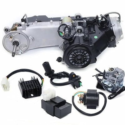 Gy6 150cc Engine, 150CC 4-Stroke GY6 Single Cylinder Engine Scooter Complete Engine Kit, Auto Clutch Motor Air Cooled 11" Long Case for Scooter ATV Go Karts CVT Auto Clutch Motor