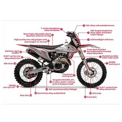 TrailMaster JHL Pro Series Dirt Bikes TM LX300 Pro Powerful water-cooling 283cc Zongshen balance shaft engine with EFI