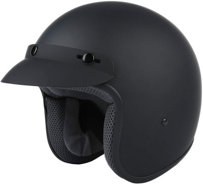 Adult Motorcycle 3/4 Open Face Helmet with Visor Cafe Racer Cruiser DOT Approved S M L XL