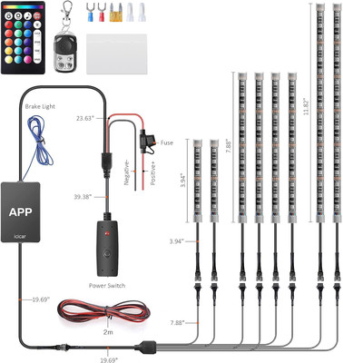 8PCS Motorcycle LED Underglow Kit, Motorcycle Lights App Control Music Sync RGB LED Motorcycle Lights Brake Light Waterproof Dual Remote Motorcycle Underglow LED Light Kit for UTV ATV Golf Cart