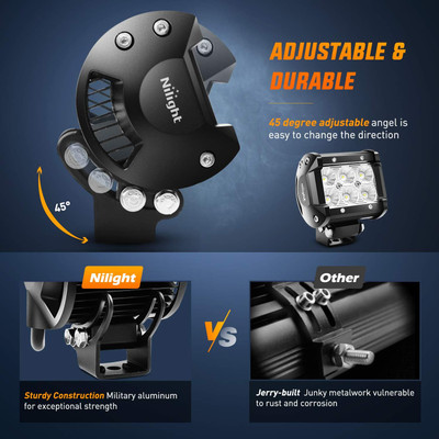 Led Pods 2Pcs 18W 1260LM Flood Led Off Road Lights Super Bright Driving Fog Boat Lights Led Work Light Bar for Trucks Pickup Golf Cart SUV ATV UTV 4x4 Van Camper,2 Years Warranty