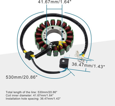 18-Poles Magneto Stator Coil Replacement for 250cc 260cc CN250 CH250 Elite Roketa Water-Cooled Engine ATV & Scooter
