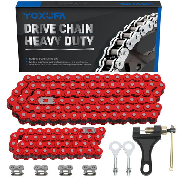 420 Chain for Mini Bike Coleman CT200U CT200U-EX BT200X Baja Warrior MB200 Massimo 196cc 200cc Predator 212 Red Parts Jackshaft Front 42 Link + 90 Link Rear Drive Chain