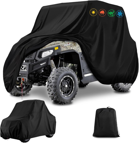 2-3 Seater UTV Cover 420D Waterproof Heavy Duty Oxford Fabric for Hisun Axis Massimo T-Boss 400 450 500 550 700 750, CFMOTO UForce ZForce, Rhino 450 660 700, Windproof Dustproof All-Weather Utility Vehicle Cover