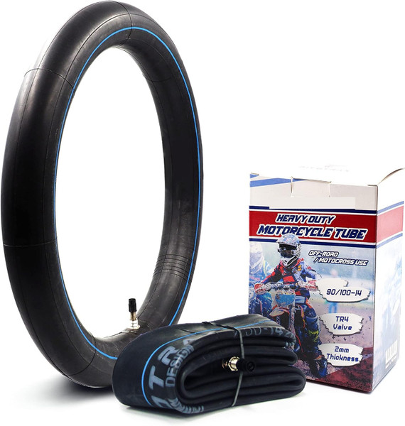 90/100-14 (3.00-14) 14" Heavy Duty Mini Dirt Bike Inner Tube - 2 mm Reinforced Thickness - TR4 Valve Stem Straight