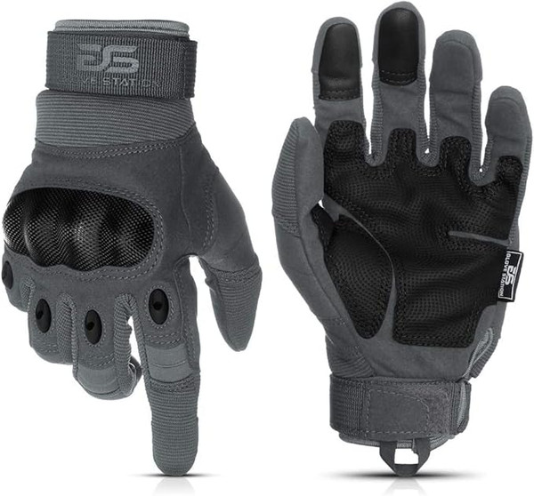 Tactical Shooting Hard Knuckle Gloves for Men and Woman with Touchscreen Fingers - Durable and Comfortable Hand-Gear for Outdoor Work Shooting and Hunting-Gray-Hard Knuckle