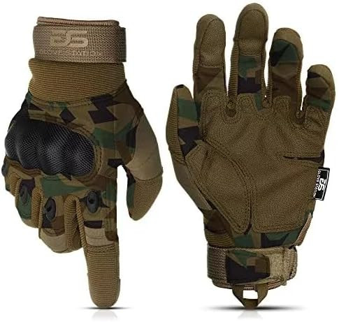 Tactical Shooting Hard Knuckle Gloves for Men and Woman with Touchscreen Fingers - Durable and Comfortable Hand-Gear for Outdoor Work Shooting and Hunting-Camouflage-Hard Knuckle