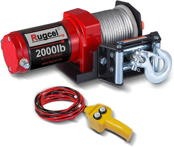 2000 lb ATV/UTV Electric Winch with Roller Fairlead & Mounting Plate