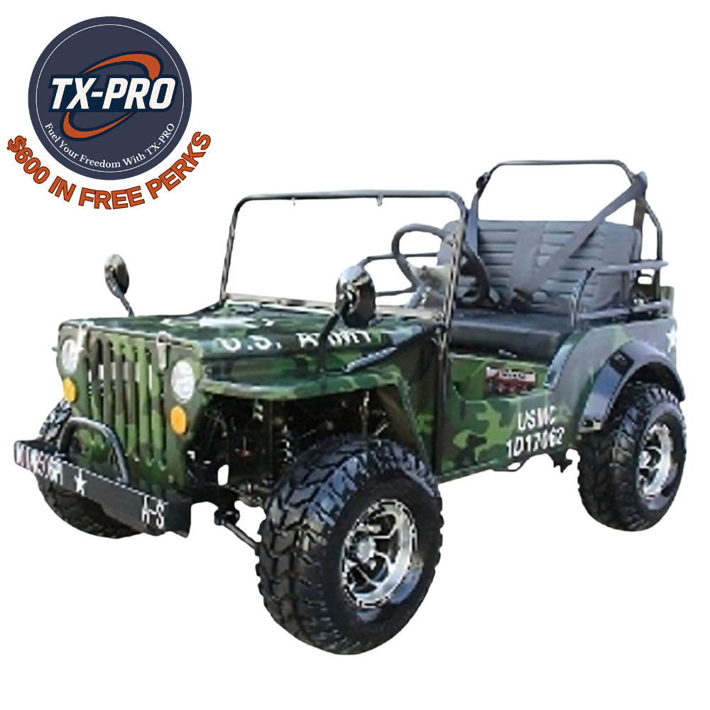 TX-PRO Mini Jeep 6125A Gas Golf Cart 125cc Jeep Mini Truck ELITE Edition with 3-Speed Delivered Assembled & Tested + $600 Free Perks