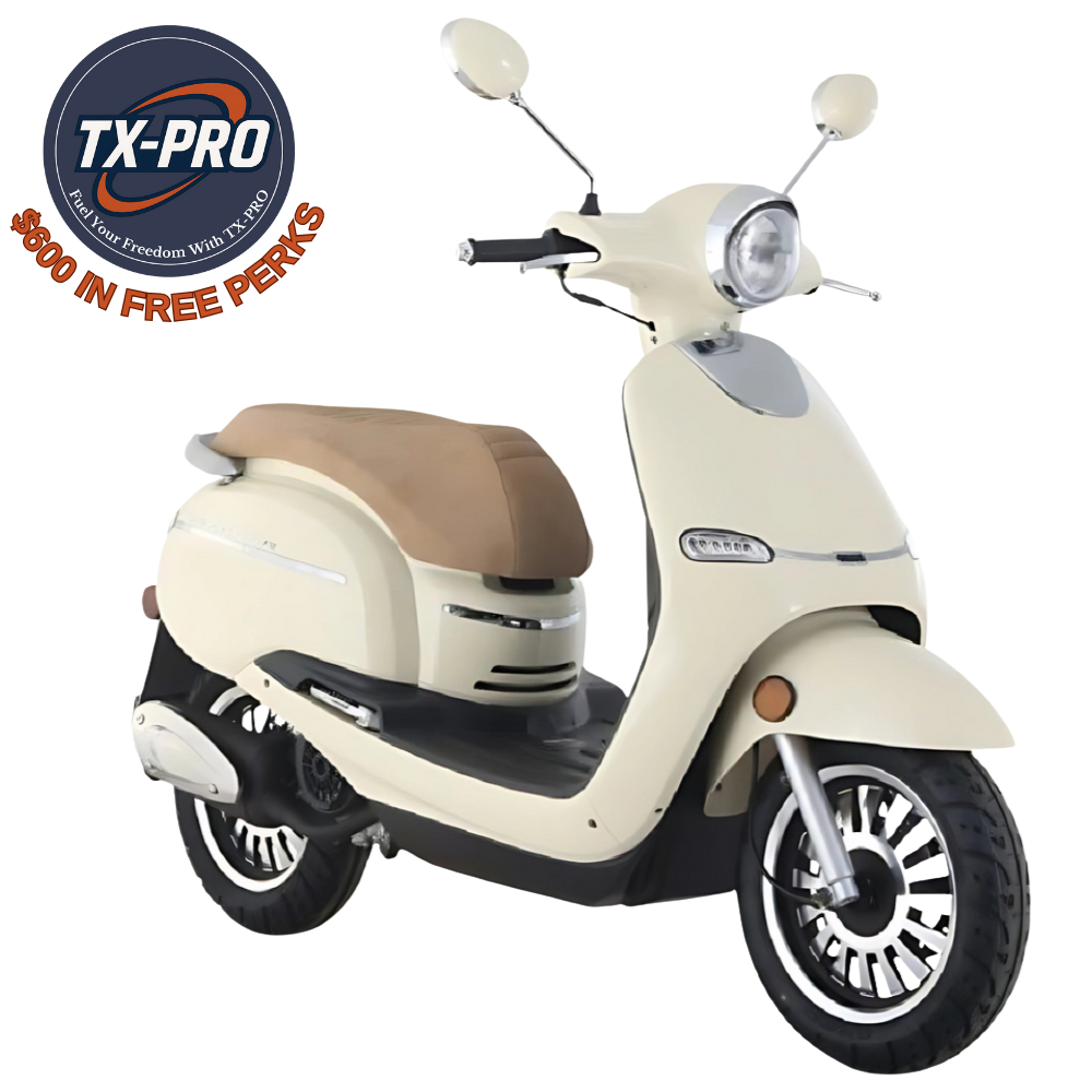 TX-PRO Turino 150 Retro Design Scooter With Electric and kick start - Delivered Assembled & Tested + $600 Free Perks