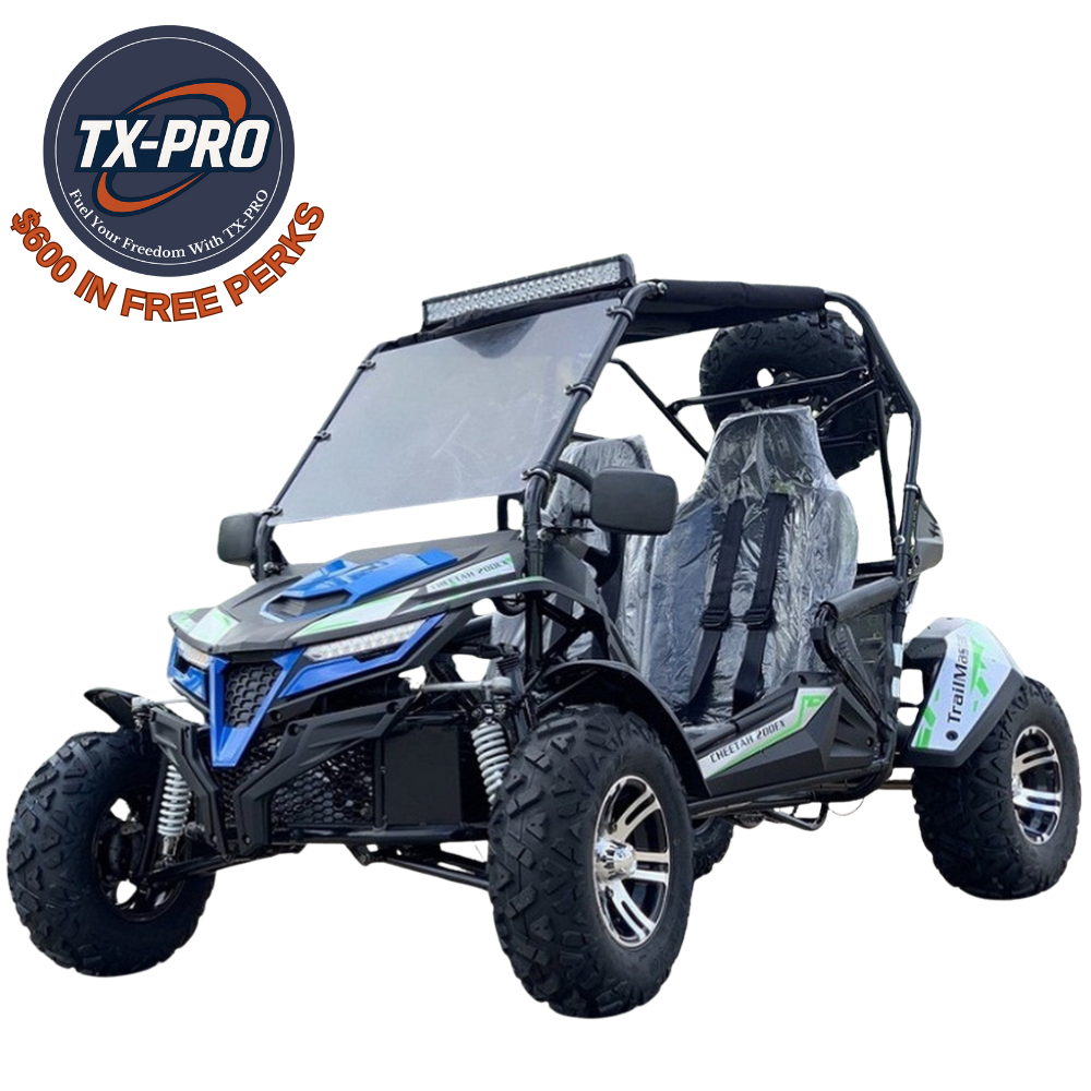 TX-PRO Cheetah 200EX Off Road UTV / Go Kart / side-by-side Wind Shield, Light bar, Spare Tire - Delivered Assembled & Tested + $600 Free Perks