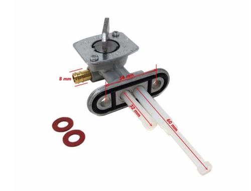MYK Fuel valve (34 mm spacing between bolts) . Fits many Yamaha dirt bikes and many other models.