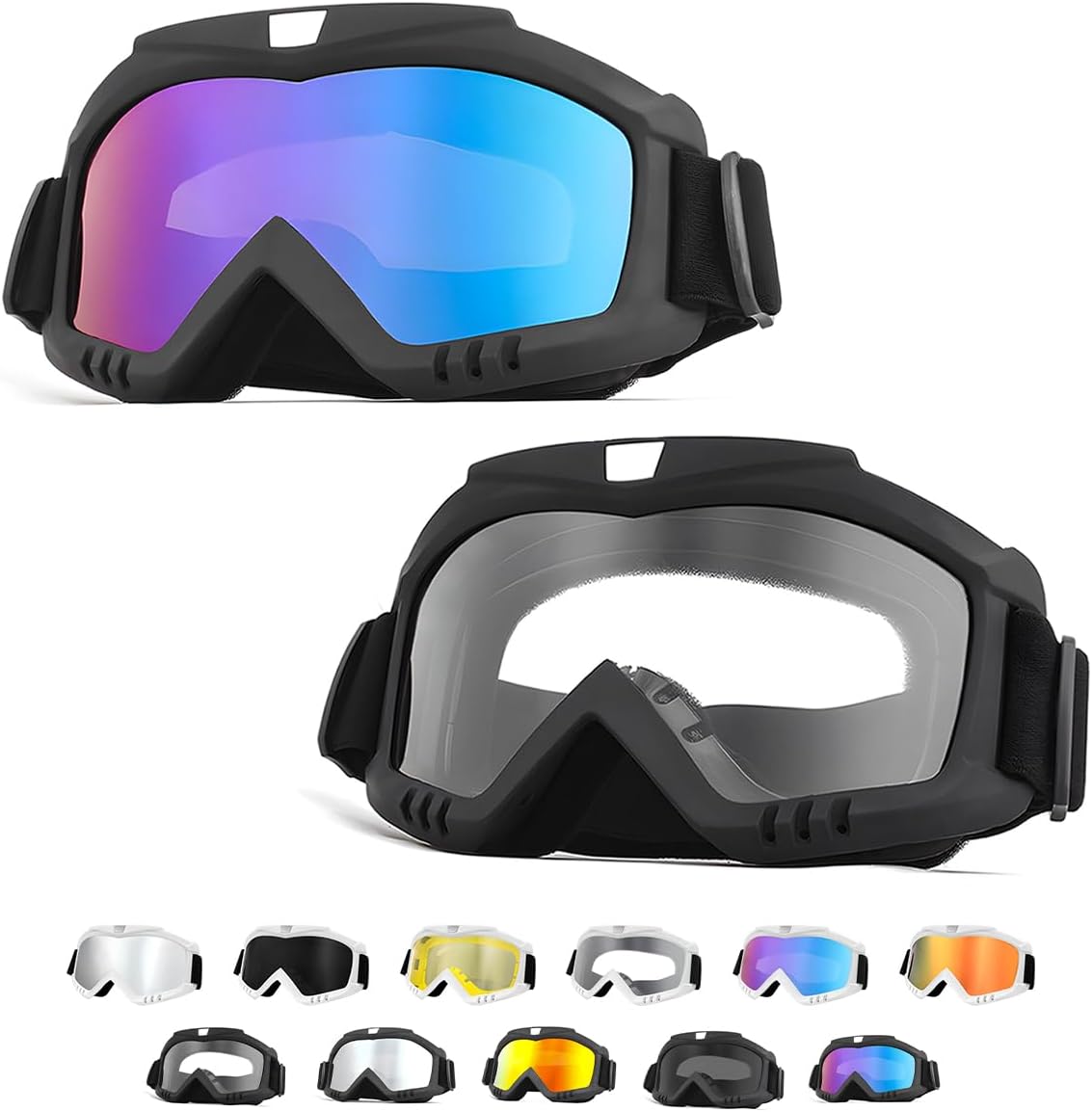 Dirt Bike Goggles, Windproof ATV Off-Road Goggle, Wide Vision Riding Motorcycle Goggles, Motorcycle Accessories