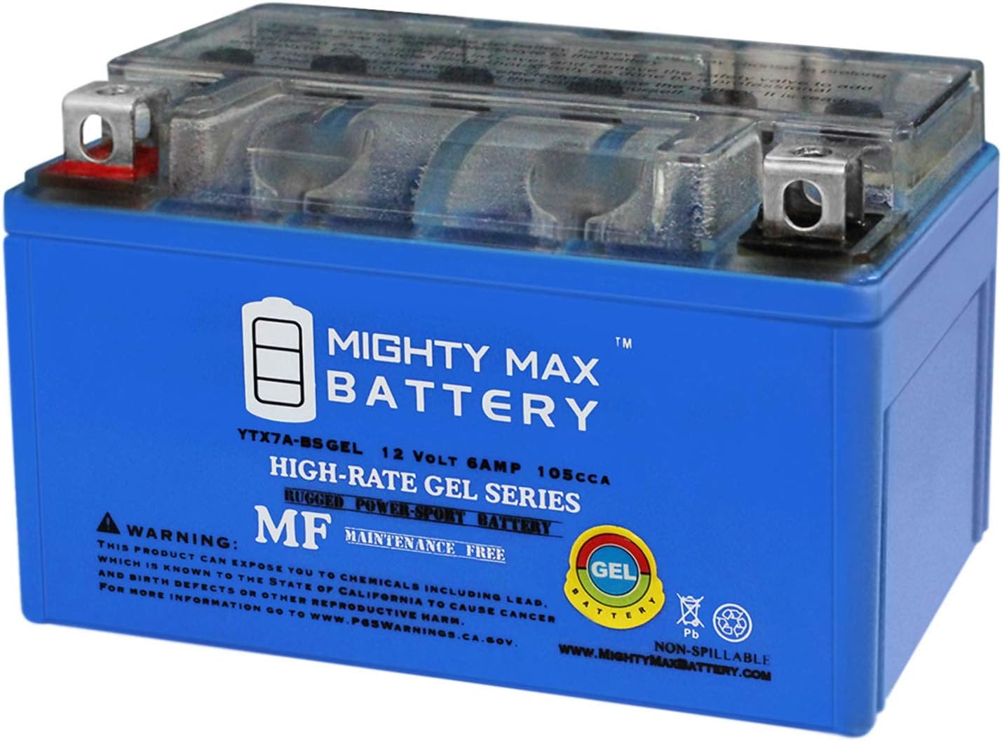 Max Battery GEL -12 Volt 6 AH, GEL Type, 105 CCA, Rechargeable Maintenance Free SLA AGM Motorcycle Battery