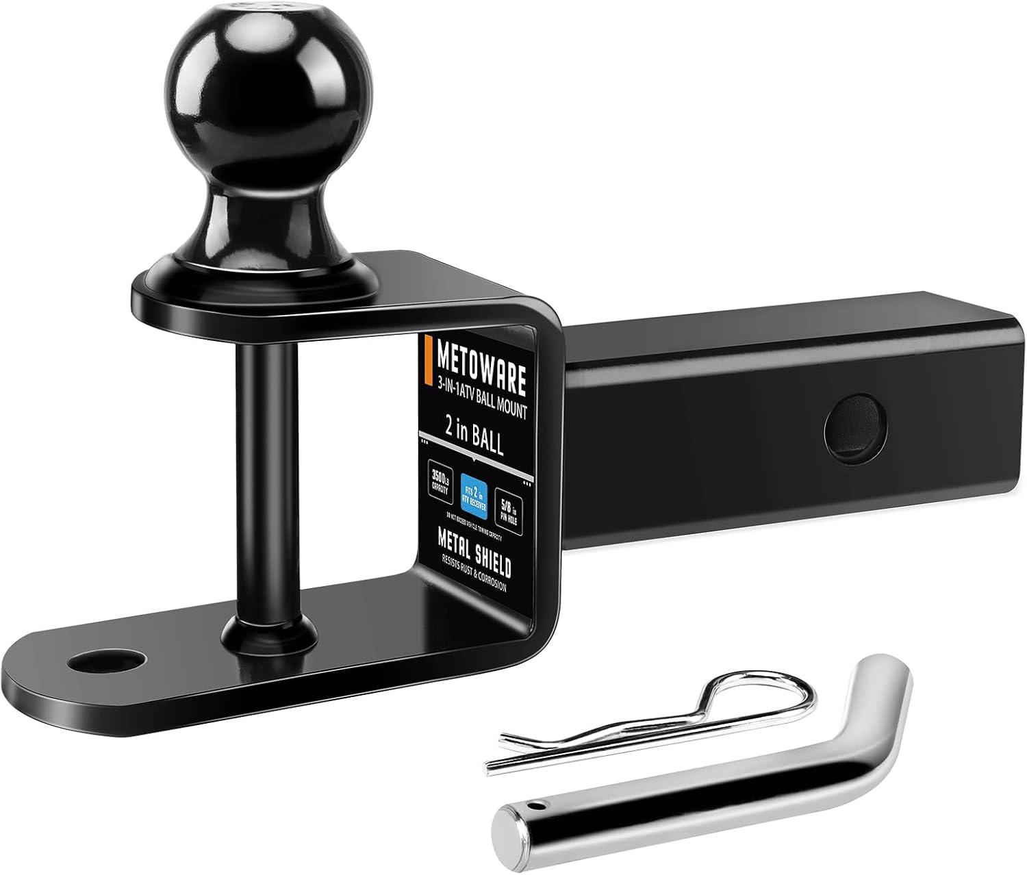 ATV/UTV Trailer Hitch 3-in-1 Towing Ball Mount, Fit 2'' Receiver