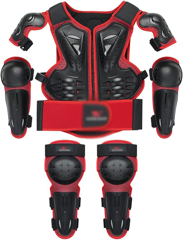 Kids Dirt Bike Chest Protector Skating Knee Elbow Pads Youth ATV Spine Protective Gear Kit