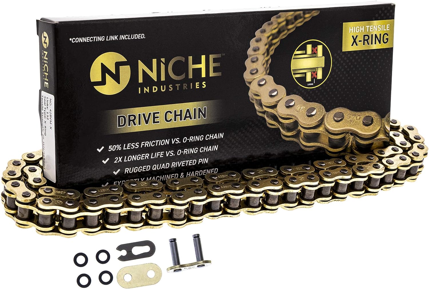 NICHE Gold 428 X-Ring Chain 130 Links With Connecting Master Link