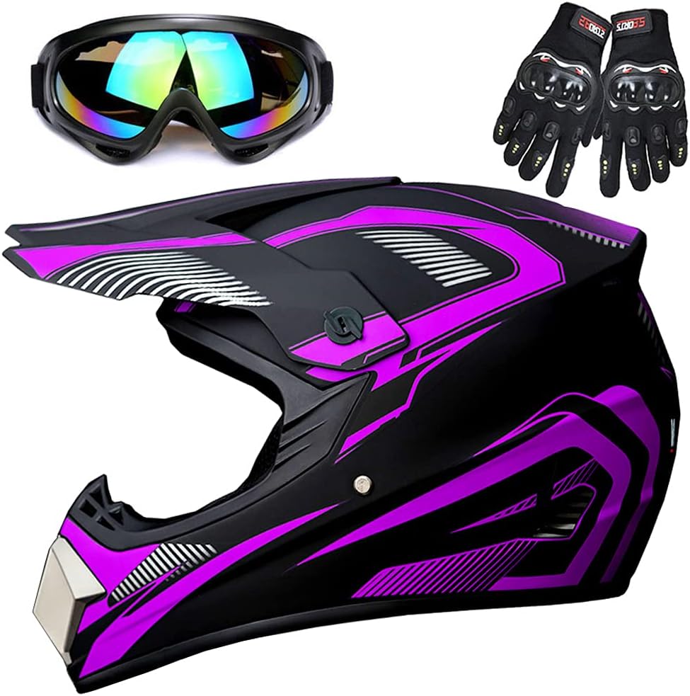 Motorcycle Helmet, Motocross ATV Helmet with Gloves and Glasses for Best Present
