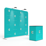 10ft Step and Repeat Tension Fabric Banner Stand & Graphic Package with LED Lights and Podium 10ft Step and Repeat Tension Fabric Banner Stand & Graphic Package with LED Lights and Podium