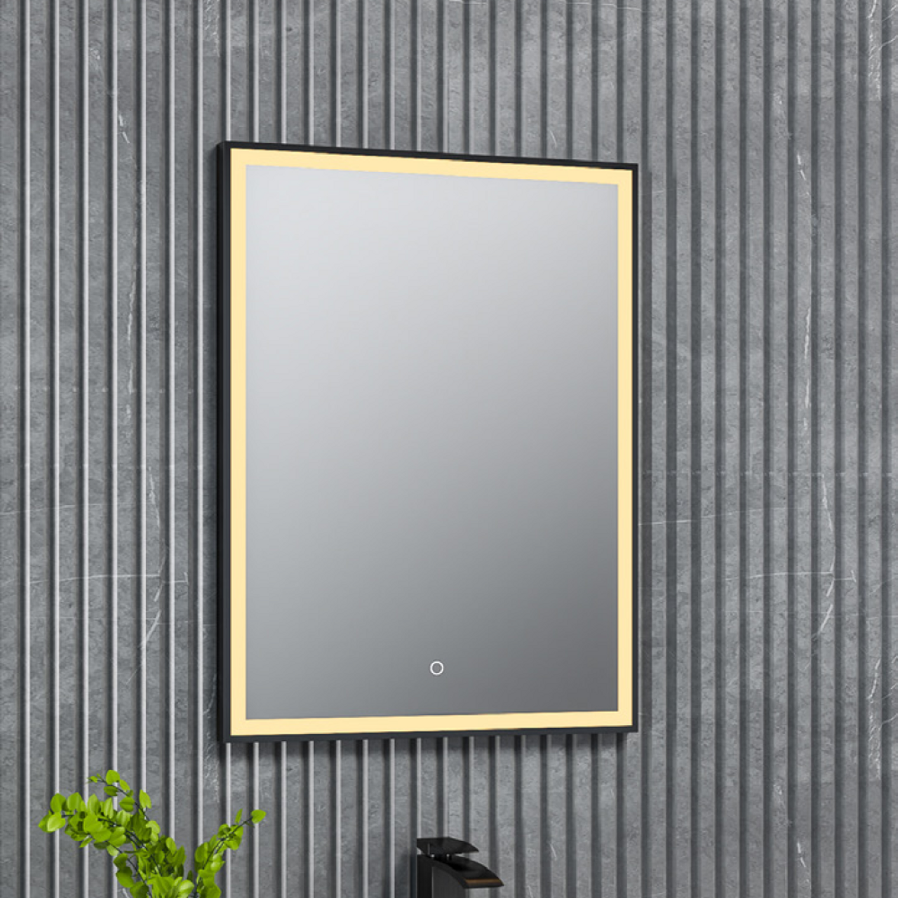 Tempered Glass Framed CCT Lighted Mirror 36” x 30” – 35W IP44 Anti-Fog, Touch Switch