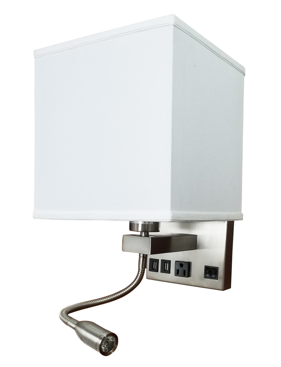 Led Wall Lamp Wl330 3w Adjustable Arm 2 Usb Ports 1 Standard Plug Outlet