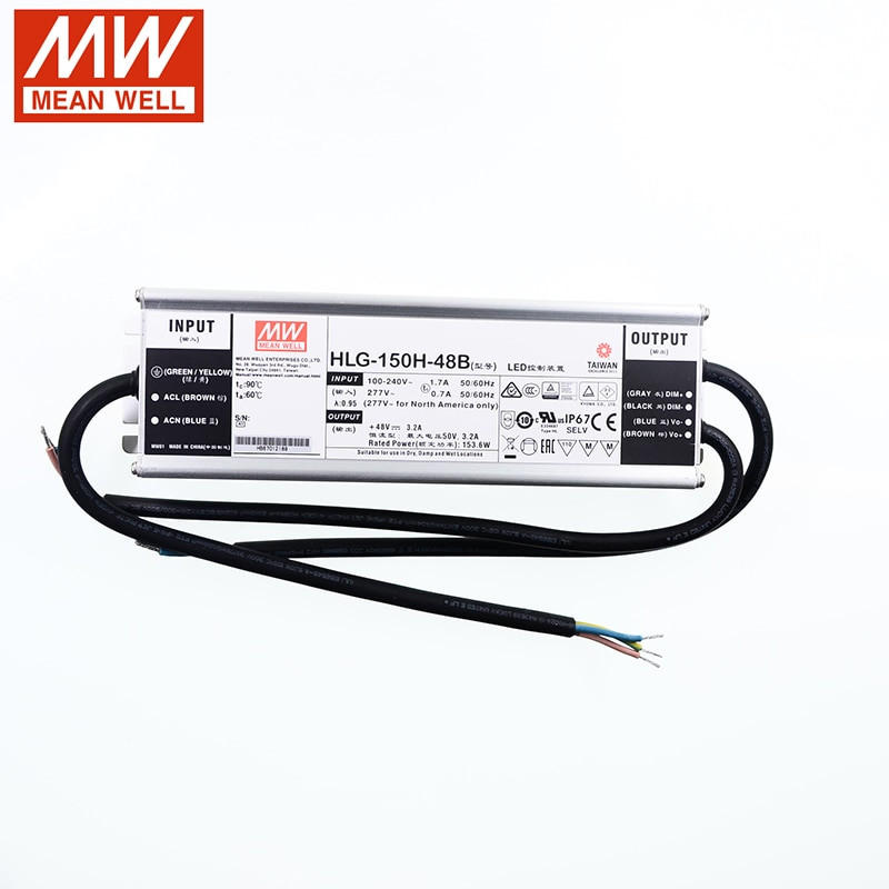 HLG-150H-48B - Meanwell LED Driver 153.6W, 48V Output, IP67 Rated ...