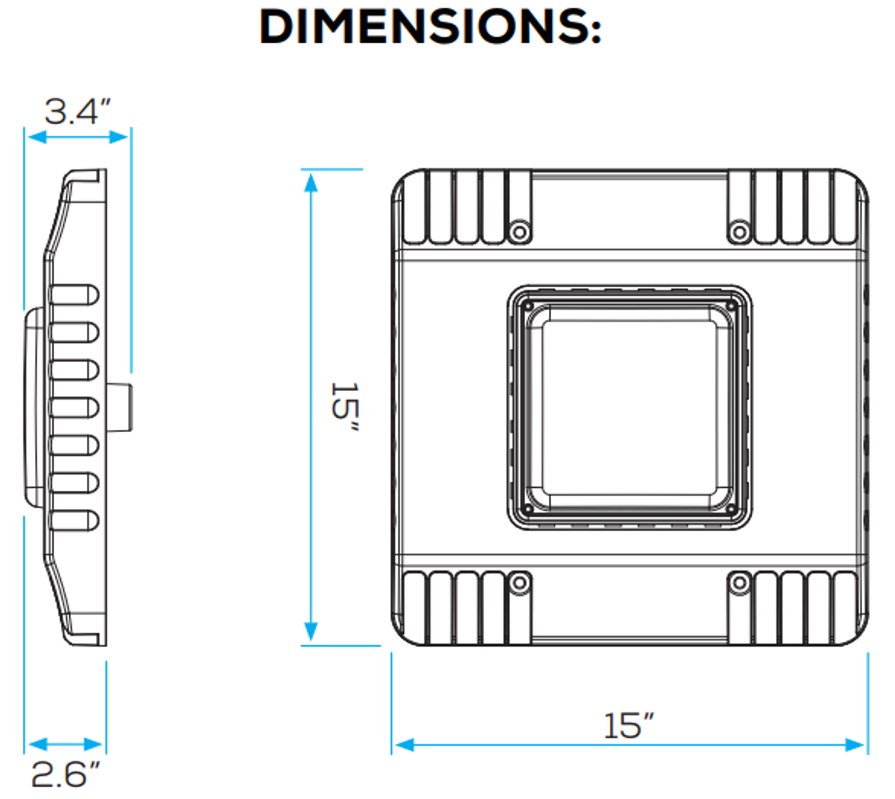 Advanced Canopy Light, IP65 Rated, 120° Beam Angle, 20,360lm, 80 CRI, 0.9 PF, UL & DLC Rated