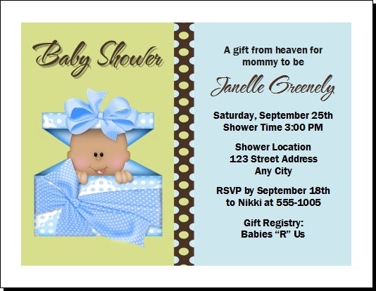 Blue Gift From Heaven Baby Shower Invitation