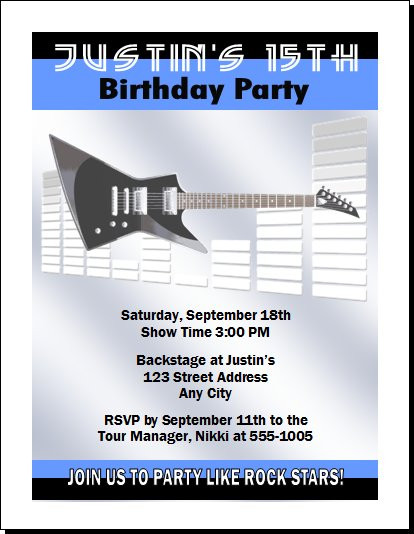 Electric Guitar Birthday Party Invitation