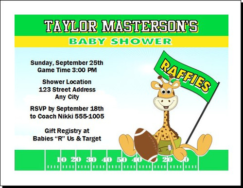 Football Raffie Baby Shower, Co-Ed, Diaper Party Invitation