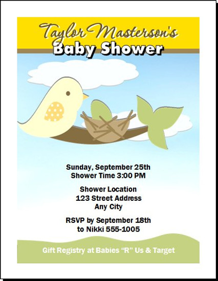 Momma Bird Baby Shower Invitation