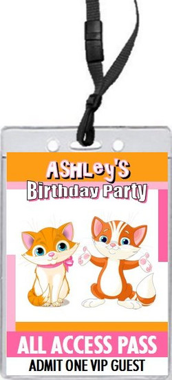 Kitten Birthday Party VIP Pass Invitation