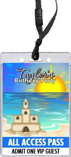Sandcastle Birthday Party VIP Pass Invitation Front