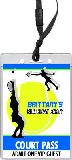 Tennis Girl Birthday Party VIP Pass Invitation Front