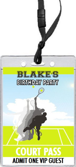 Tennis Pro Birthday Party VIP Pass Invitation Front