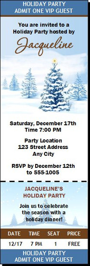 Long Winter's Nap Holiday Party Ticket Invitation