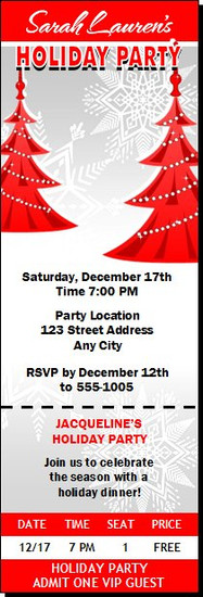 Red Tree Holiday Party Ticket Invitation